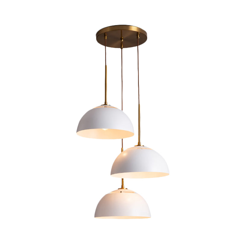 3 Lights Dining Room Cluster Pendant Macaron White/Pink/Green Finish Down Lighting with Dome Iron Shade Clearhalo 'Ceiling Lights' 'Modern Pendants' 'Modern' 'Pendant Lights' 'Pendants' Lighting' 702771