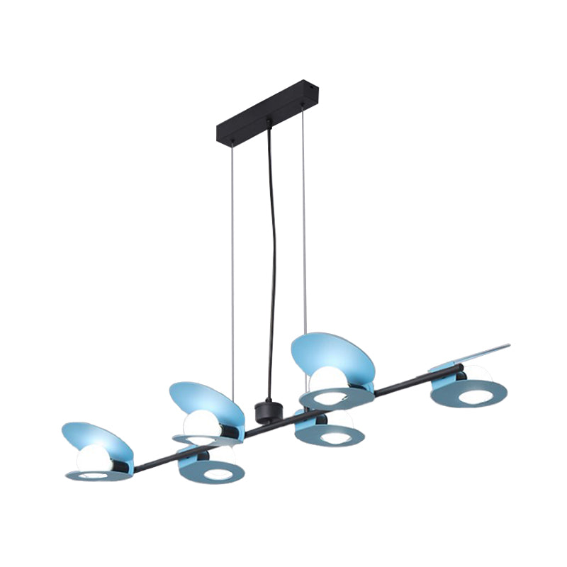 Mussel Metallic Island Ceiling Light Modernist 6 Bulbs Blue and Black Hanging Lamp Kit for Dining Room Clearhalo 'Ceiling Lights' 'Island Lights' Lighting' 702793