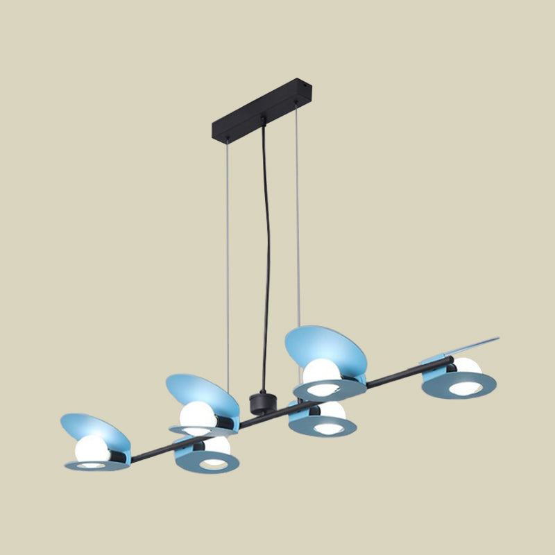 Mussel Metallic Island Ceiling Light Modernist 6 Bulbs Blue and Black Hanging Lamp Kit for Dining Room Clearhalo 'Ceiling Lights' 'Island Lights' Lighting' 702794