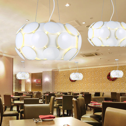 Modern Circle Panel Pendant Chandelier Acrylic 3-Light Restaurant Ceiling Suspension Lamp in White with Drum Design White Clearhalo 'Ceiling Lights' 'Chandeliers' 'Modern Chandeliers' 'Modern' Lighting' 702796