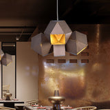 Polyhedron Shape Ceiling Chandelier Modernist Aluminum 3 Lights Restaurant Pendant Lamp in Coffee Coffee Clearhalo 'Ceiling Lights' 'Chandeliers' 'Modern Chandeliers' 'Modern' Lighting' 702811