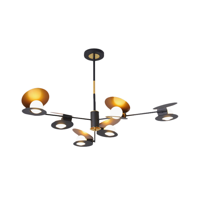 Mussel Shaped Ceiling Chandelier Contemporary Iron 6/8-Bulb Living Room Suspension Lamp in Blue/Black and Gold Clearhalo 'Ceiling Lights' 'Chandeliers' 'Modern Chandeliers' 'Modern' Lighting' 702837