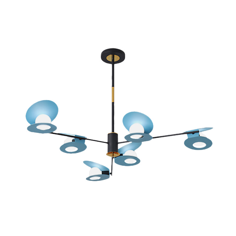 Mussel Shaped Ceiling Chandelier Contemporary Iron 6/8-Bulb Living Room Suspension Lamp in Blue/Black and Gold Clearhalo 'Ceiling Lights' 'Chandeliers' 'Modern Chandeliers' 'Modern' Lighting' 702842