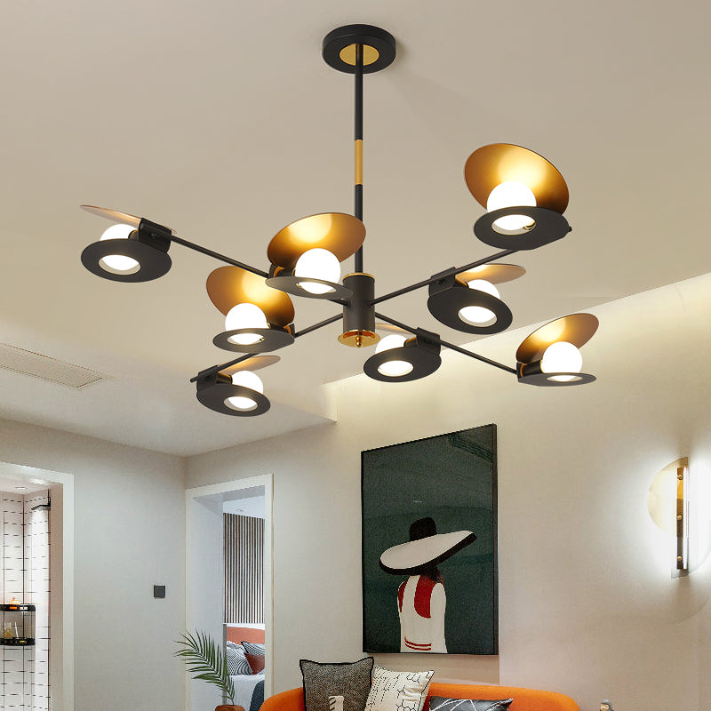 Mussel Shaped Ceiling Chandelier Contemporary Iron 6/8-Bulb Living Room Suspension Lamp in Blue/Black and Gold Clearhalo 'Ceiling Lights' 'Chandeliers' 'Modern Chandeliers' 'Modern' Lighting' 702844