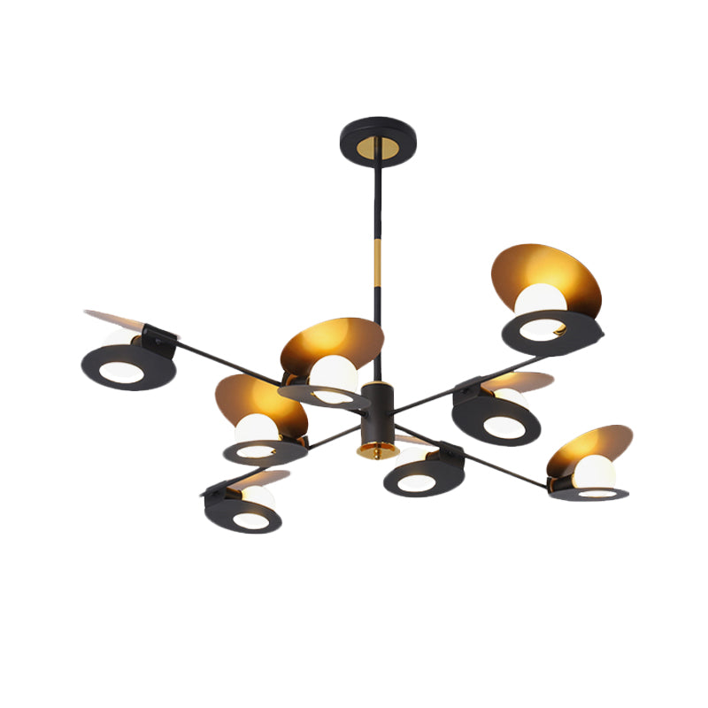 Mussel Shaped Ceiling Chandelier Contemporary Iron 6/8-Bulb Living Room Suspension Lamp in Blue/Black and Gold Clearhalo 'Ceiling Lights' 'Chandeliers' 'Modern Chandeliers' 'Modern' Lighting' 702845