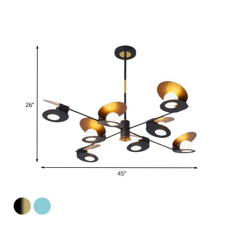 Mussel Shaped Ceiling Chandelier Contemporary Iron 6/8-Bulb Living Room Suspension Lamp in Blue/Black and Gold Clearhalo 'Ceiling Lights' 'Chandeliers' 'Modern Chandeliers' 'Modern' Lighting' 702846