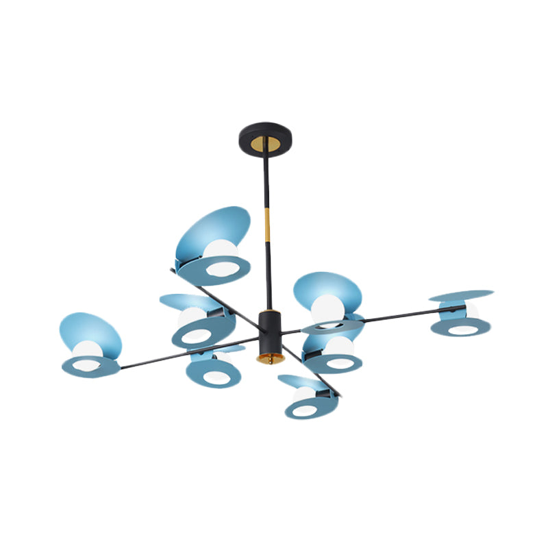 Mussel Shaped Ceiling Chandelier Contemporary Iron 6/8-Bulb Living Room Suspension Lamp in Blue/Black and Gold Clearhalo 'Ceiling Lights' 'Chandeliers' 'Modern Chandeliers' 'Modern' Lighting' 702849