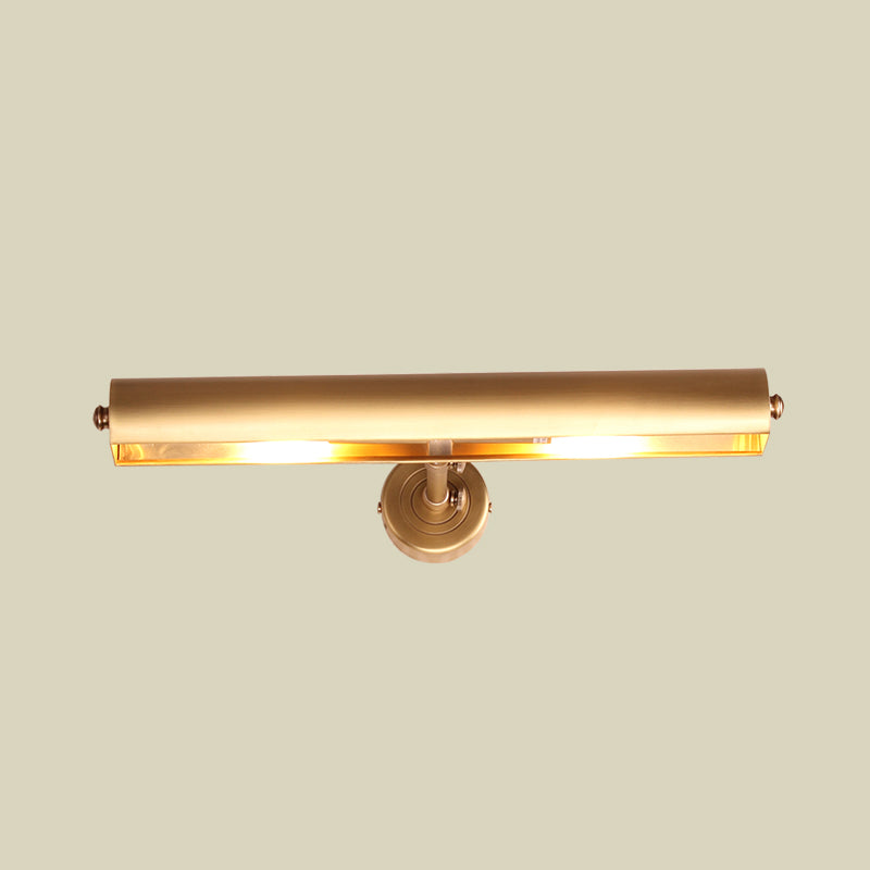 Tubular Bathroom Vanity Wall Mount Light Metallic 2 Lights Minimalist Sconce Lamp Fixture in Brass Clearhalo 'Cast Iron' 'Glass' 'Industrial' 'Modern wall lights' 'Modern' 'Tiffany' 'Traditional wall lights' 'Vanity Lights' 'Wall Lights' Lighting' 702853