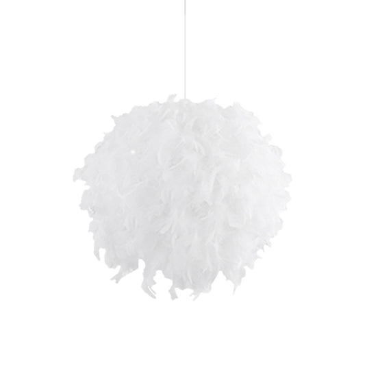 3/4 Lights Bedroom Ceiling Pendant Light Modernist White Chandelier Lamp with Feather Ball Fabric Shade Clearhalo 'Ceiling Lights' 'Chandeliers' 'Modern Chandeliers' 'Modern' Lighting' 702857