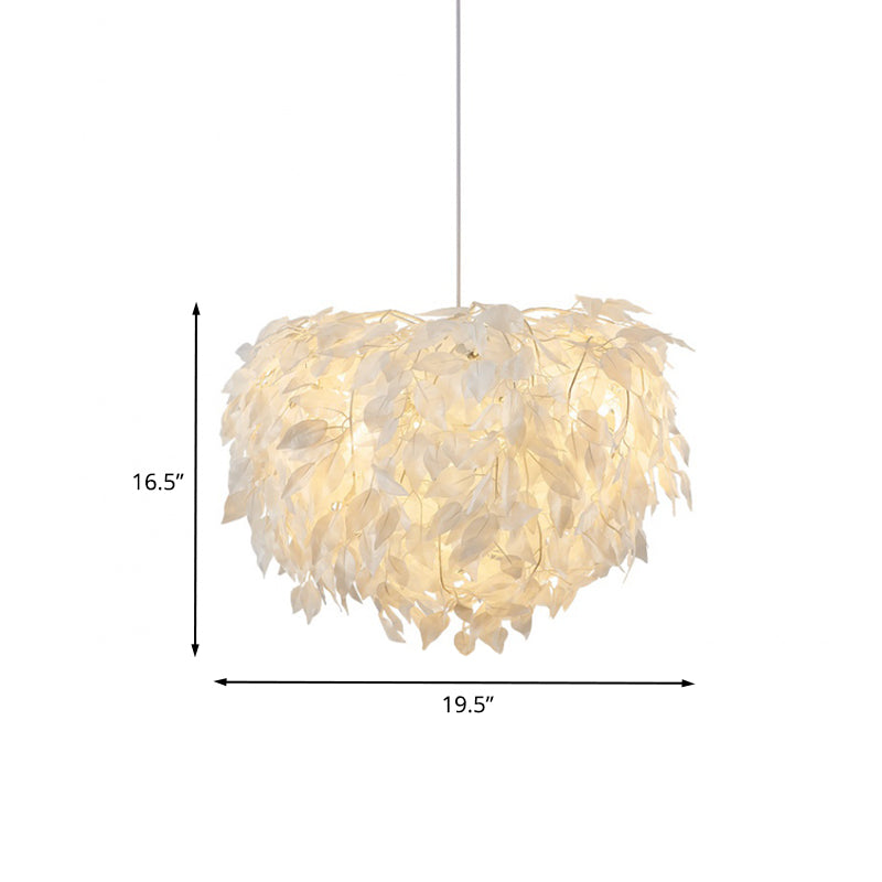 Fabric Leaf Chandelier Pendant Light Modernism 4-Head Hanging Lamp Kit in White for Bedroom Clearhalo 'Ceiling Lights' 'Chandeliers' 'Modern Chandeliers' 'Modern' Lighting' 702865