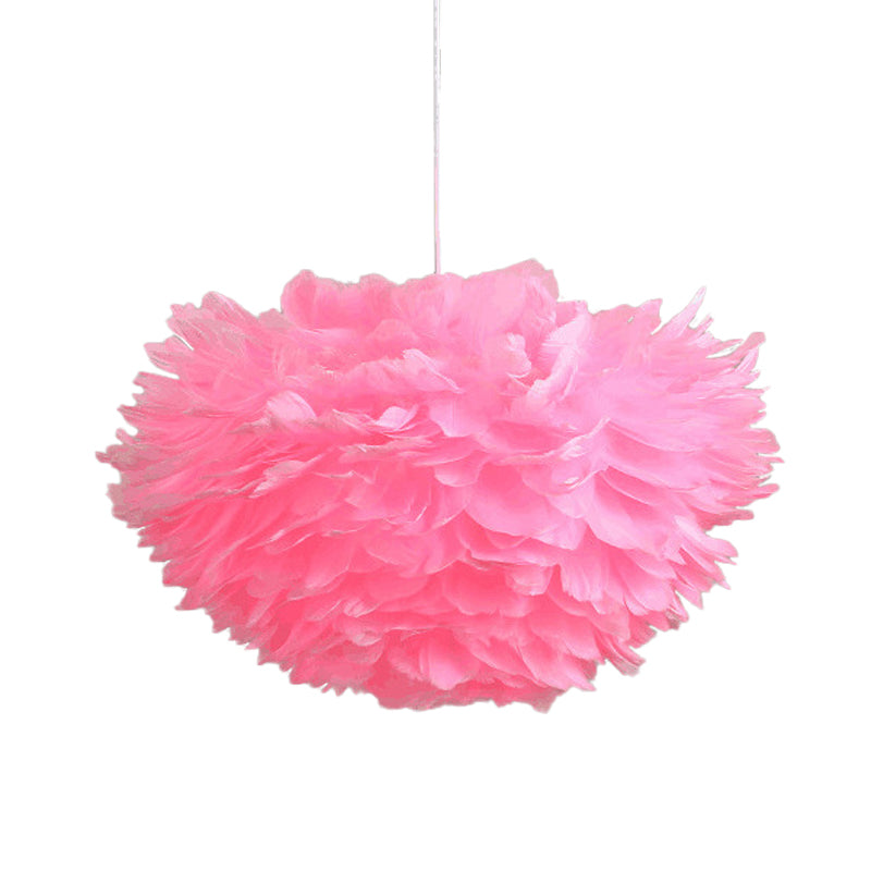 Modernist Feather Hanging Lighting Fabric 4-Light Bedroom Ceiling Chandelier in White/Grey/Pink Clearhalo 'Ceiling Lights' 'Chandeliers' 'Modern Chandeliers' 'Modern' Lighting' 702876