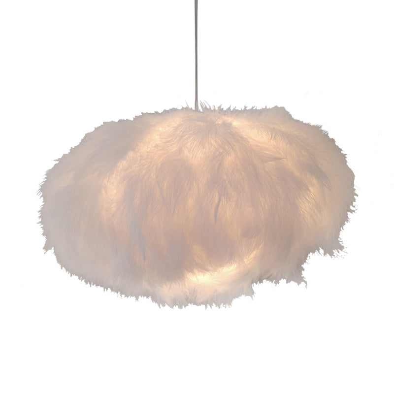 Modern 1 Light Ceiling Hang Fixture White Feather Cloud Shape Pendant Lamp with Fabric Shade Clearhalo 'Ceiling Lights' 'Modern Pendants' 'Modern' 'Pendant Lights' 'Pendants' Lighting' 702880