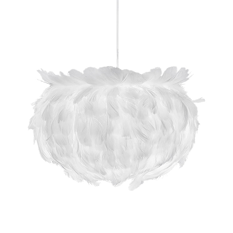 Feather Globe Ceiling Pendant Light Contemporary Fabric 1 Head White Suspension Lamp Clearhalo 'Ceiling Lights' 'Modern Pendants' 'Modern' 'Pendant Lights' 'Pendants' Lighting' 702884