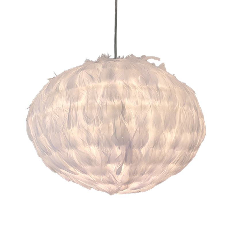 Feather Ball Bedroom Hanging Pendant Fabric 1 Bulb Modernist Ceiling Suspension Light in White Clearhalo 'Ceiling Lights' 'Modern Pendants' 'Modern' 'Pendant Lights' 'Pendants' Lighting' 702889