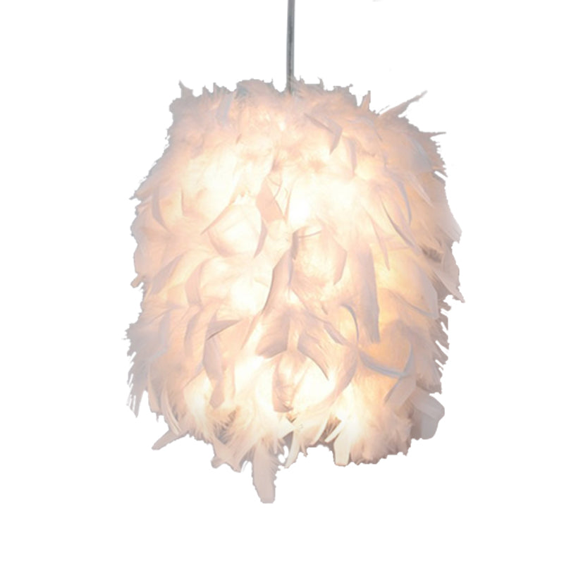 Fabric Feather Hanging Light Kit Contemporary 1 Head White Pendant Ceiling Lamp over Dining Table Clearhalo 'Ceiling Lights' 'Modern Pendants' 'Modern' 'Pendant Lights' 'Pendants' Lighting' 702895