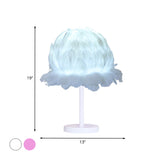 Fabric Feather Globe Table Lighting Modernism 1 Head White/Pink Nightstand Lamp for Bedroom Clearhalo 'Lamps' 'Table Lamps' Lighting' 702920