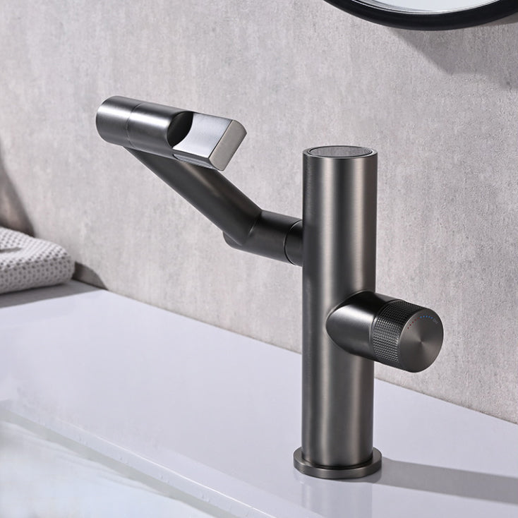 Waterfall Spout Basin Lavatory Faucet Modern Metal Lavatory Faucet Clearhalo 'bathroom_sink_faucets' 'Conjuntos de Torneiras de Lavatório e Banheiro' 'home_improvement' 'home_improvement_bathroom_sink_faucets' 'Mobiliário Doméstico' 'Página inicial' 'Renovação e equipamento de casa de banho' 'Torneira para lavatório de banheiro' 7031370