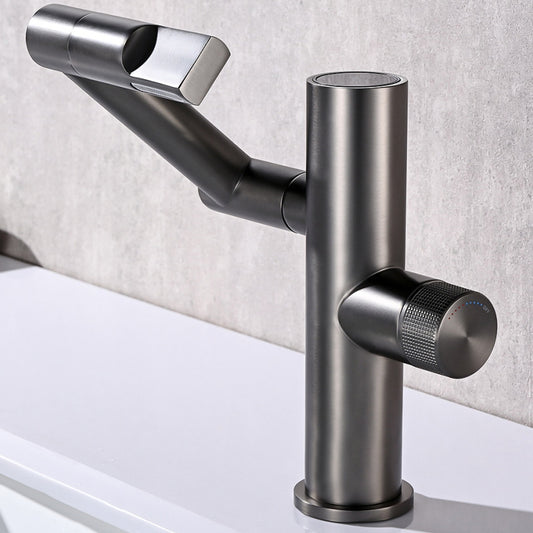 Waterfall Spout Basin Lavatory Faucet Modern Metal Lavatory Faucet Clearhalo 'bathroom_sink_faucets' 'Conjuntos de Torneiras de Lavatório e Banheiro' 'home_improvement' 'home_improvement_bathroom_sink_faucets' 'Mobiliário Doméstico' 'Página inicial' 'Renovação e equipamento de casa de banho' 'Torneira para lavatório de banheiro' 7031376