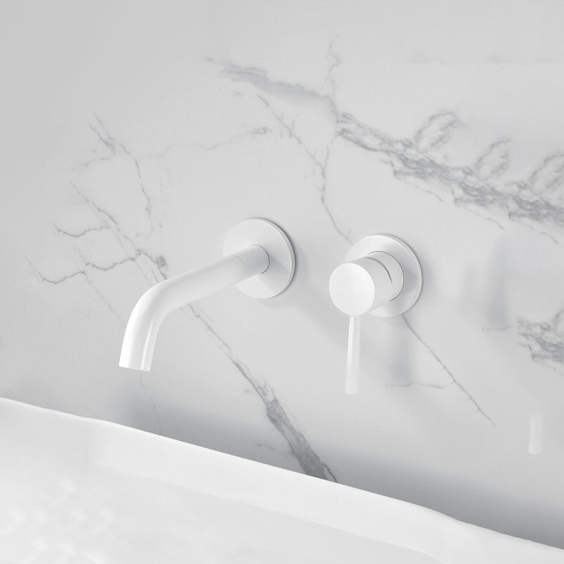 Single Handle Bathroom Faucet Modern Wall Mounted Widespread Lavatory Faucet Blanco Clearhalo 'bathroom_sink_faucets' 'Conjunta de Baño y Conjunta de Grifo' 'Coronamiento de Baño y Dispositivo de Baño' 'Grifo del lavabo del baño' 'Hogar' 'home_improvement' 'home_improvement_bathroom_sink_faucets' 'Mejoras para el hogar' 7031421