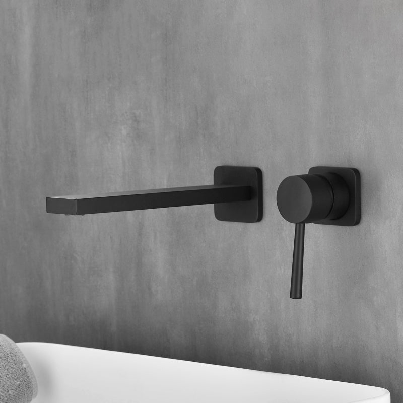 Metal Widespread Lavatory Faucet Modern Wall Mounted Bathroom Faucet Negro Clearhalo 'bathroom_sink_faucets' 'Conjunta de Baño y Conjunta de Grifo' 'Coronamiento de Baño y Dispositivo de Baño' 'Grifo del lavabo del baño' 'Hogar' 'home_improvement' 'home_improvement_bathroom_sink_faucets' 'Mejoras para el hogar' 7031456