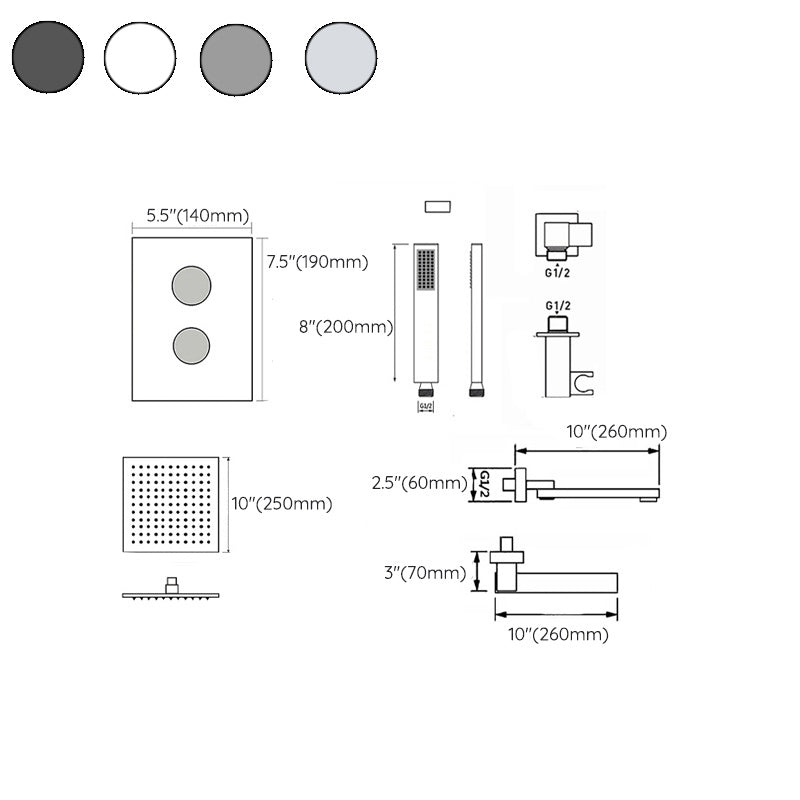 Modern Pressure Balanced Shower Faucet Square Constant Temperature Shower System on Wall Clearhalo 'Bathroom Remodel & Bathroom Fixtures' 'Home Improvement' 'home_improvement' 'home_improvement_shower_faucets' 'Shower Faucets & Systems' 'shower_faucets' 'Showers & Bathtubs Plumbing' 'Showers & Bathtubs' 7031781