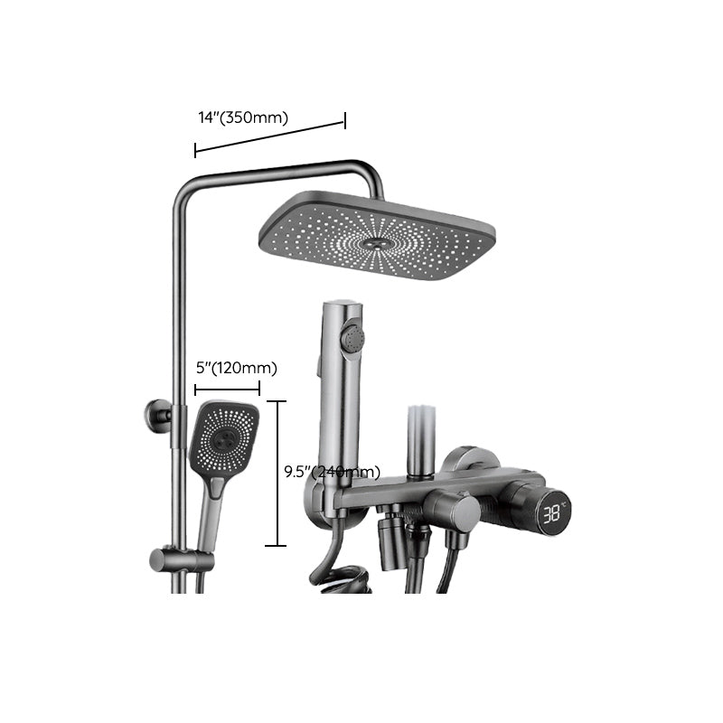 Temperature Control Shower System Valve Included Brass Wall Mounted Shower Combo Clearhalo 'Bathroom Remodel & Bathroom Fixtures' 'Home Improvement' 'home_improvement' 'home_improvement_shower_faucets' 'Shower Faucets & Systems' 'shower_faucets' 'Showers & Bathtubs Plumbing' 'Showers & Bathtubs' 7031884