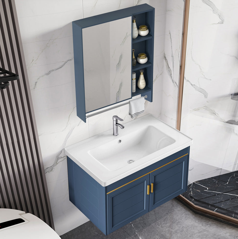 Bathroom Vanity Set Ceramic Sink Drawer Mirror Vanity with Faucet Clearhalo 'Bathroom Remodel & Bathroom Fixtures' 'Bathroom Vanities' 'bathroom_vanities' 'Home Improvement' 'home_improvement' 'home_improvement_bathroom_vanities' 7032063