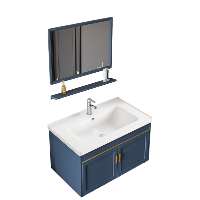 Bathroom Vanity Set Ceramic Sink Drawer Mirror Vanity with Faucet Vanity & Faucet & Mirrors 31"L x 19"W x 16"H None Clearhalo 'Bathroom Remodel & Bathroom Fixtures' 'Bathroom Vanities' 'bathroom_vanities' 'Home Improvement' 'home_improvement' 'home_improvement_bathroom_vanities' 7032069