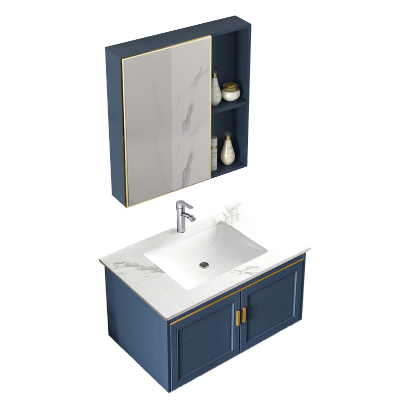 Bathroom Vanity Set Ceramic Sink Drawer Mirror Vanity with Faucet Vanity & Faucet & Mirror Cabinet 31"L x 19"W x 16"H Towel Bar Not Included Clearhalo 'Bathroom Remodel & Bathroom Fixtures' 'Bathroom Vanities' 'bathroom_vanities' 'Home Improvement' 'home_improvement' 'home_improvement_bathroom_vanities' 7032080