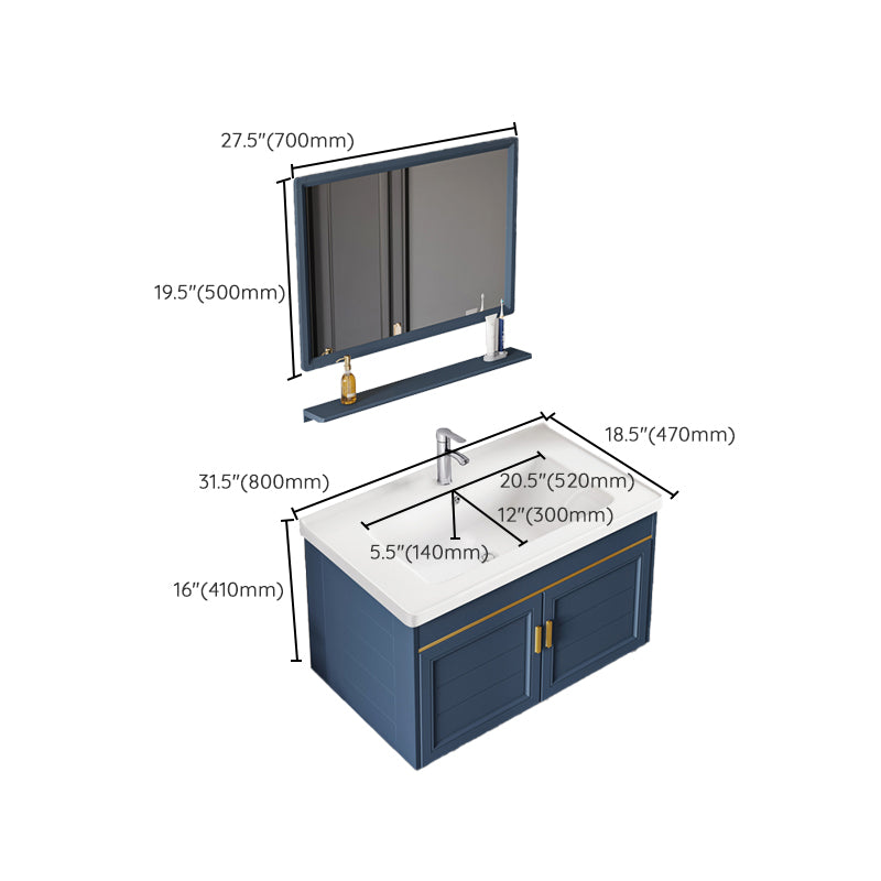 Bathroom Vanity Set Ceramic Sink Drawer Mirror Vanity with Faucet Clearhalo 'Bathroom Remodel & Bathroom Fixtures' 'Bathroom Vanities' 'bathroom_vanities' 'Home Improvement' 'home_improvement' 'home_improvement_bathroom_vanities' 7032090