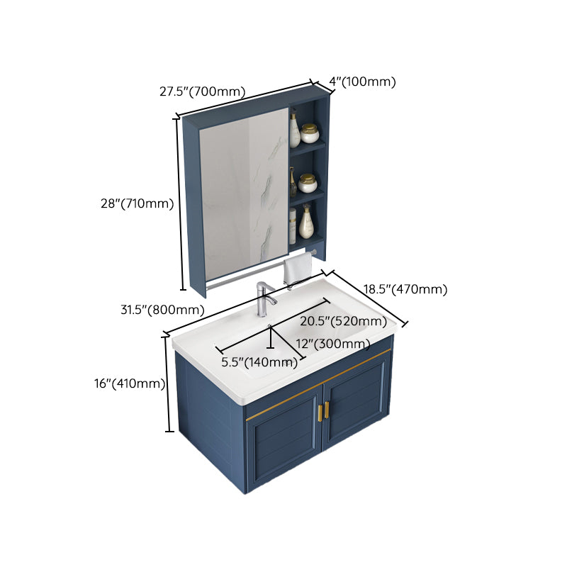 Bathroom Vanity Set Ceramic Sink Drawer Mirror Vanity with Faucet Clearhalo 'Bathroom Remodel & Bathroom Fixtures' 'Bathroom Vanities' 'bathroom_vanities' 'Home Improvement' 'home_improvement' 'home_improvement_bathroom_vanities' 7032096