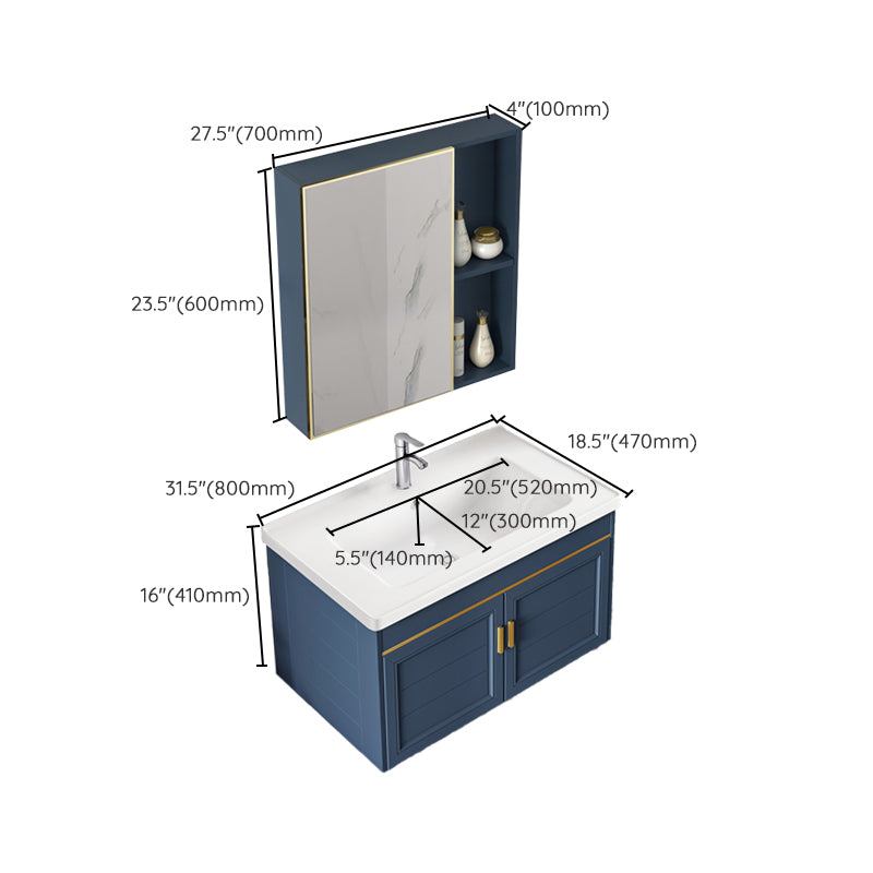 Bathroom Vanity Set Ceramic Sink Drawer Mirror Vanity with Faucet Clearhalo 'Bathroom Remodel & Bathroom Fixtures' 'Bathroom Vanities' 'bathroom_vanities' 'Home Improvement' 'home_improvement' 'home_improvement_bathroom_vanities' 7032104