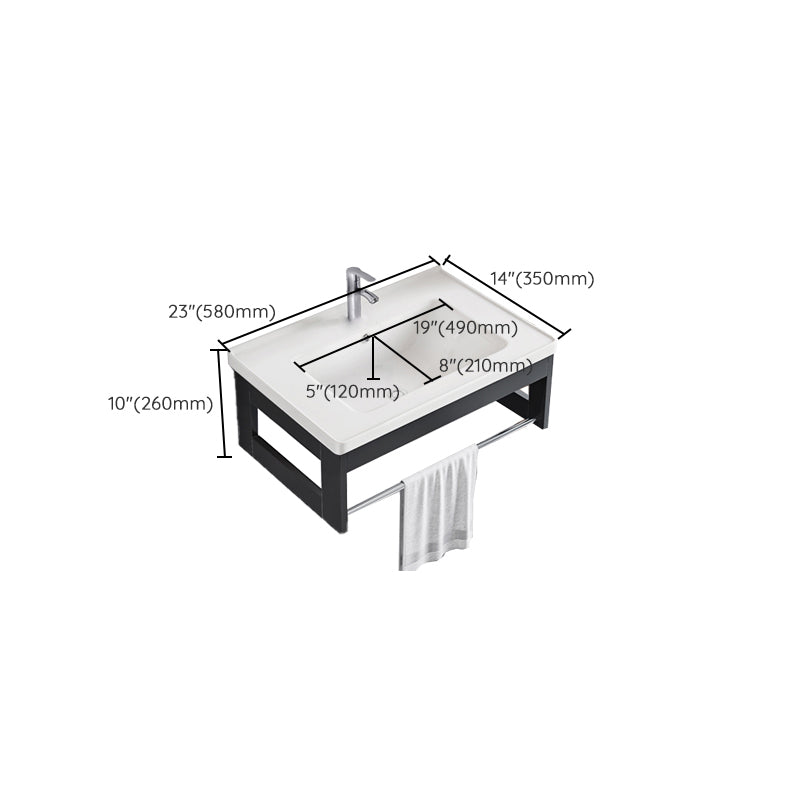 Bathroom Vanity Set Wall Mounted Storage Shelf Ceramic Sink Mirror Vanity Sink with Faucet Clearhalo 'Bathroom Remodel & Bathroom Fixtures' 'Bathroom Vanities' 'bathroom_vanities' 'Home Improvement' 'home_improvement' 'home_improvement_bathroom_vanities' 7032222