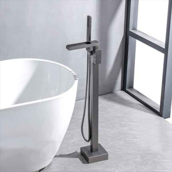 Floor Mounted Metal Freestanding Tub Filler One Handle Waterfall Freestanding Faucet Ground Clearhalo 'Bathroom Remodel & Bathroom Fixtures' 'Bathtub Faucets' 'bathtub_faucets' 'Home Improvement' 'home_improvement' 'home_improvement_bathtub_faucets' 7032254