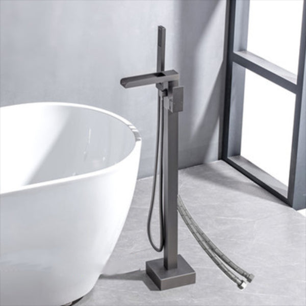 Floor Mounted Metal Freestanding Tub Filler One Handle Waterfall Freestanding Faucet Wall Clearhalo 'Bathroom Remodel & Bathroom Fixtures' 'Bathtub Faucets' 'bathtub_faucets' 'Home Improvement' 'home_improvement' 'home_improvement_bathtub_faucets' 7032257