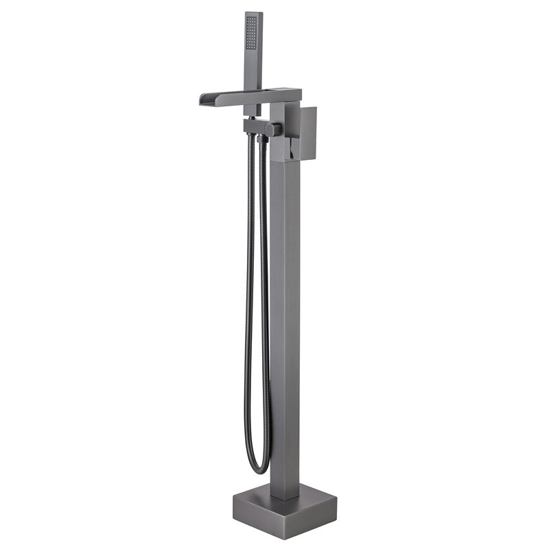 Floor Mounted Metal Freestanding Tub Filler One Handle Waterfall Freestanding Faucet Clearhalo 'Bathroom Remodel & Bathroom Fixtures' 'Bathtub Faucets' 'bathtub_faucets' 'Home Improvement' 'home_improvement' 'home_improvement_bathtub_faucets' 7032260