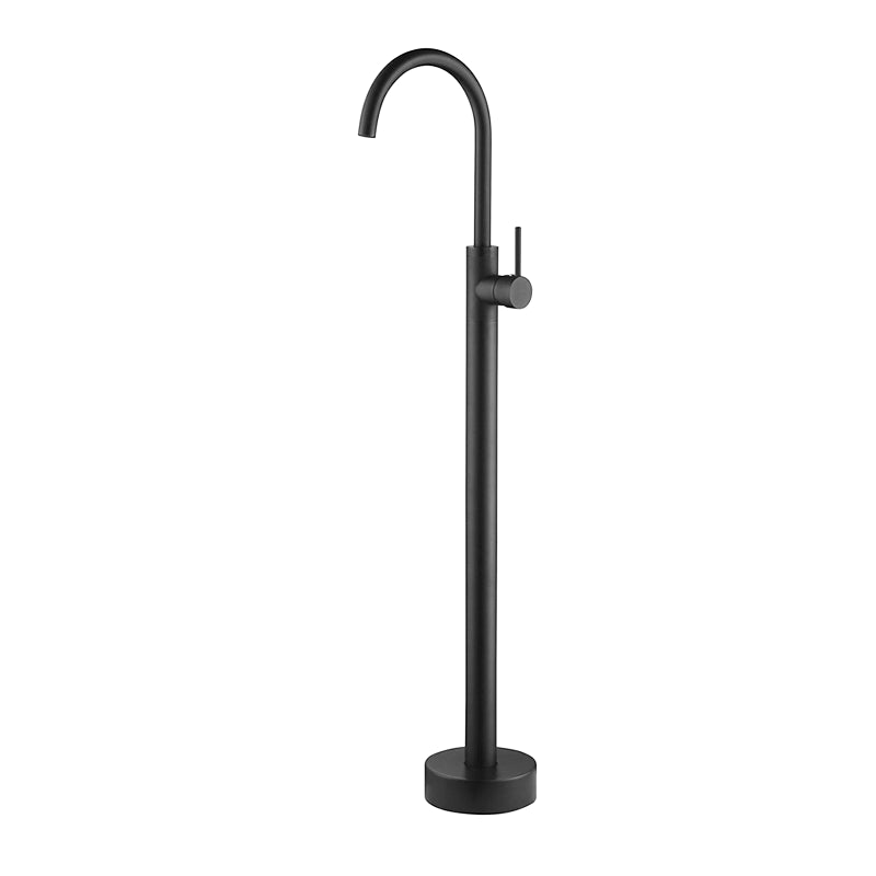 Floor Mounted Metal Freestanding Tub Filler One Handle Freestanding Tub Filler Trim Black Ground Clearhalo 'Bathroom Remodel & Bathroom Fixtures' 'Bathtub Faucets' 'bathtub_faucets' 'Home Improvement' 'home_improvement' 'home_improvement_bathtub_faucets' 7032318