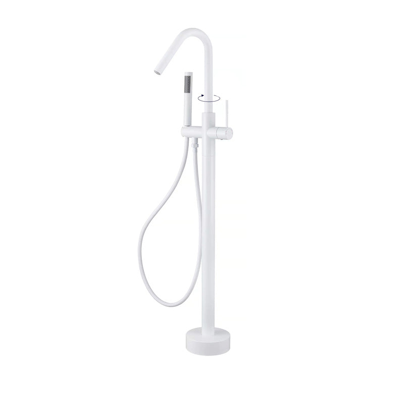 Floor Mounted Metal Freestanding Tub Filler Elbow Freestanding Bathtub Faucet White Ground Clearhalo 'Bathroom Remodel & Bathroom Fixtures' 'Bathtub Faucets' 'bathtub_faucets' 'Home Improvement' 'home_improvement' 'home_improvement_bathtub_faucets' 7032363