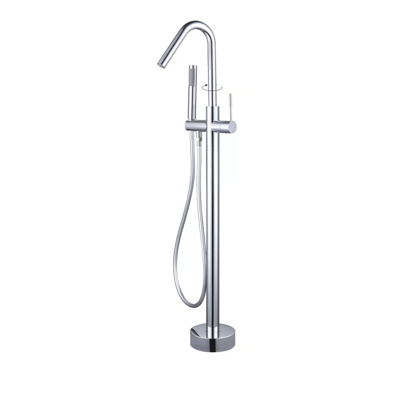 Floor Mounted Metal Freestanding Tub Filler Elbow Freestanding Bathtub Faucet Chrome Ground Clearhalo 'Bathroom Remodel & Bathroom Fixtures' 'Bathtub Faucets' 'bathtub_faucets' 'Home Improvement' 'home_improvement' 'home_improvement_bathtub_faucets' 7032367