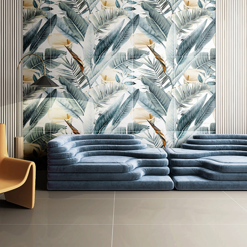 Straight Edge Wall Tile Flower Pattern Rectangle Wall Tile for Living Room White-Blue 18 Pieces Clearhalo 'Floor Tiles & Wall Tiles' 'floor_tiles_wall_tiles' 'Flooring 'Home Improvement' 'home_improvement' 'home_improvement_floor_tiles_wall_tiles' Walls and Ceiling' 7032449