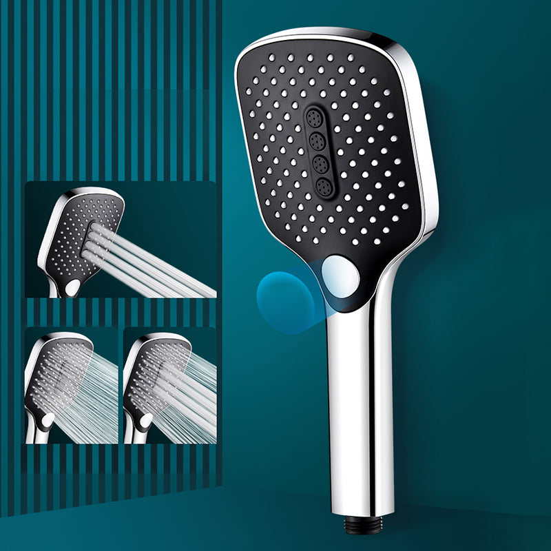 Contemporary Handheld Supercharged Shower Head Square Spray Head Black-Silver Hand Shower Hose not included Clearhalo 'Bathroom Remodel & Bathroom Fixtures' 'Home Improvement' 'home_improvement' 'home_improvement_shower_heads' 'Shower Heads' 'shower_heads' 'Showers & Bathtubs Plumbing' 'Showers & Bathtubs' 7033073