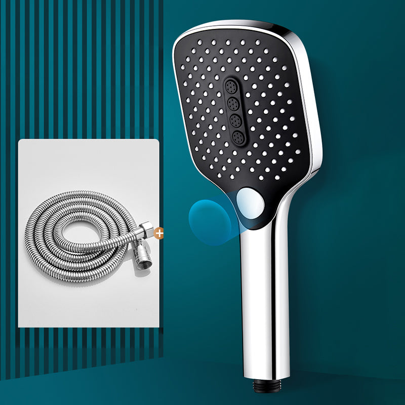 Contemporary Handheld Supercharged Shower Head Square Spray Head Black-Silver Shower Head with Hose Clearhalo 'Bathroom Remodel & Bathroom Fixtures' 'Home Improvement' 'home_improvement' 'home_improvement_shower_heads' 'Shower Heads' 'shower_heads' 'Showers & Bathtubs Plumbing' 'Showers & Bathtubs' 7033078