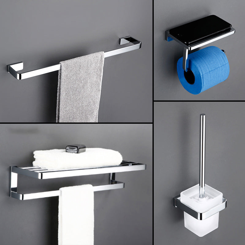 5-Piece Bathroom Hardware Set Modern Polished Chrome Bathroom Set 4-Piece Set Clearhalo 'Bathroom Hardware Sets' 'Bathroom Hardware' 'Bathroom Remodel & Bathroom Fixtures' 'bathroom_hardware_sets' 'Home Improvement' 'home_improvement' 'home_improvement_bathroom_hardware_sets' 7033621