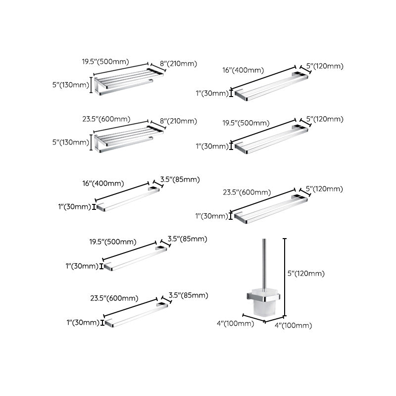 5-Piece Bathroom Hardware Set Modern Polished Chrome Bathroom Set Clearhalo 'Bathroom Hardware Sets' 'Bathroom Hardware' 'Bathroom Remodel & Bathroom Fixtures' 'bathroom_hardware_sets' 'Home Improvement' 'home_improvement' 'home_improvement_bathroom_hardware_sets' 7033629