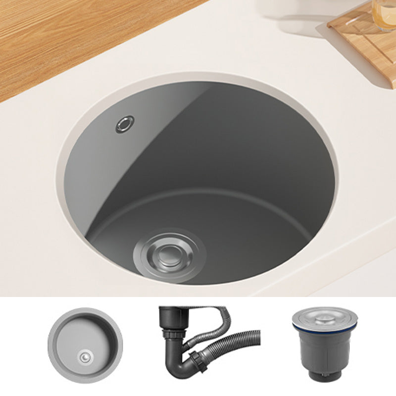 Quartz Kitchen Sink Round Single Bowl Kitchen Sink with Drain Assembly Sink Only None Clearhalo 'Home Improvement' 'home_improvement' 'home_improvement_kitchen_sinks' 'Kitchen Remodel & Kitchen Fixtures' 'Kitchen Sinks & Faucet Components' 'Kitchen Sinks' 'kitchen_sinks' 7034070