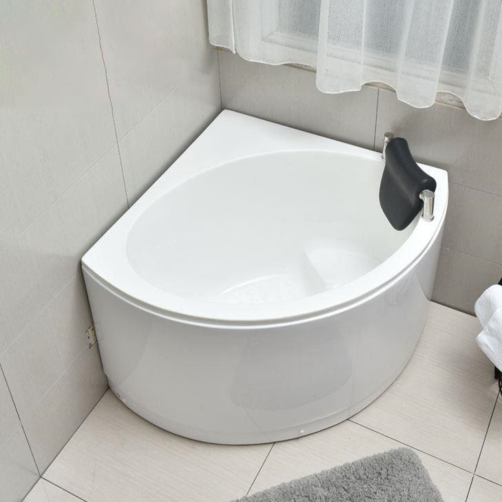 Acrylic Soaking Bathtub Antique Finish Back to Wall Corner Bath Tub 31.5"L x 31.5"W x 25.5"H Tub with Pillow Clearhalo 'Bathroom Remodel & Bathroom Fixtures' 'Bathtubs' 'Home Improvement' 'home_improvement' 'home_improvement_bathtubs' 'Showers & Bathtubs' 7034301