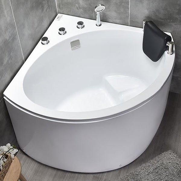 Acrylic Soaking Bathtub Antique Finish Back to Wall Corner Bath Tub 31.5"L x 31.5"W x 25.5"H Tub with Silver 5-Piece Set Clearhalo 'Bathroom Remodel & Bathroom Fixtures' 'Bathtubs' 'Home Improvement' 'home_improvement' 'home_improvement_bathtubs' 'Showers & Bathtubs' 7034302