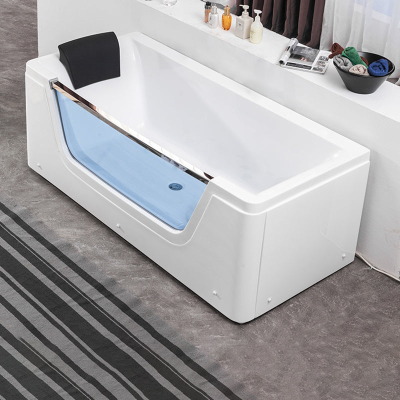 Stand Alone White Bathtub Acrylic Rectangular Modern Center Bath Massage Not Included Tub Clearhalo 'Bathroom Remodel & Bathroom Fixtures' 'Bathtubs' 'Home Improvement' 'home_improvement' 'home_improvement_bathtubs' 'Showers & Bathtubs' 7034328