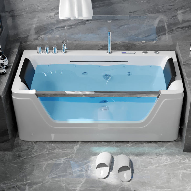 Stand Alone White Bathtub Acrylic Rectangular Modern Center Bath Clearhalo 'Bathroom Remodel & Bathroom Fixtures' 'Bathtubs' 'Home Improvement' 'home_improvement' 'home_improvement_bathtubs' 'Showers & Bathtubs' 7034329