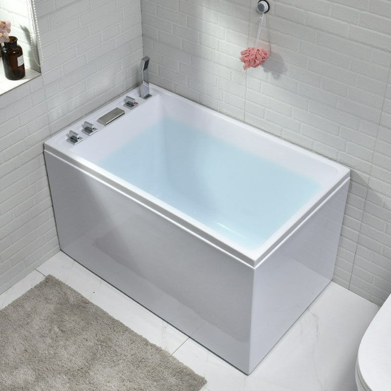 Acrylic Rectangular Bath Soaking Back to Wall Tub , 25.2-inch Tall 47"L x 26"W x 25"H Left Tub with Silver 5-Piece Set Clearhalo 'Bathroom Remodel & Bathroom Fixtures' 'Bathtubs' 'Home Improvement' 'home_improvement' 'home_improvement_bathtubs' 'Showers & Bathtubs' 7034343